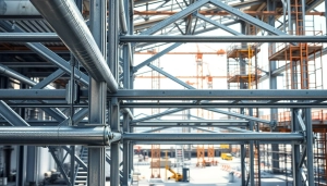 Showcase of steel structure design featuring modern industrial frameworks and details.