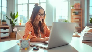 Engaging moment of a lifestyle blogger showcasing their work in a UK Lifestyle Blog setting.