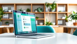 Understand What is a CRM for WhatsApp through a professional office scene showcasing CRM interface.