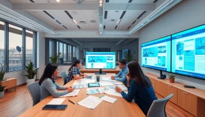 Website design team collaborating to create innovative Thiết kế website solutions.