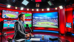Engaging live sports presentation at https://sportnation.nz with vivid screens and a vibrant atmosphere.