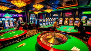Engage with the online gambling experience at https://kkwinzz.com/, where luxurious casino gaming elements like roulette wheels and slot machines excite players.