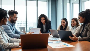 Engaged team analyzing Competitive intelligence for sales in a modern office environment.