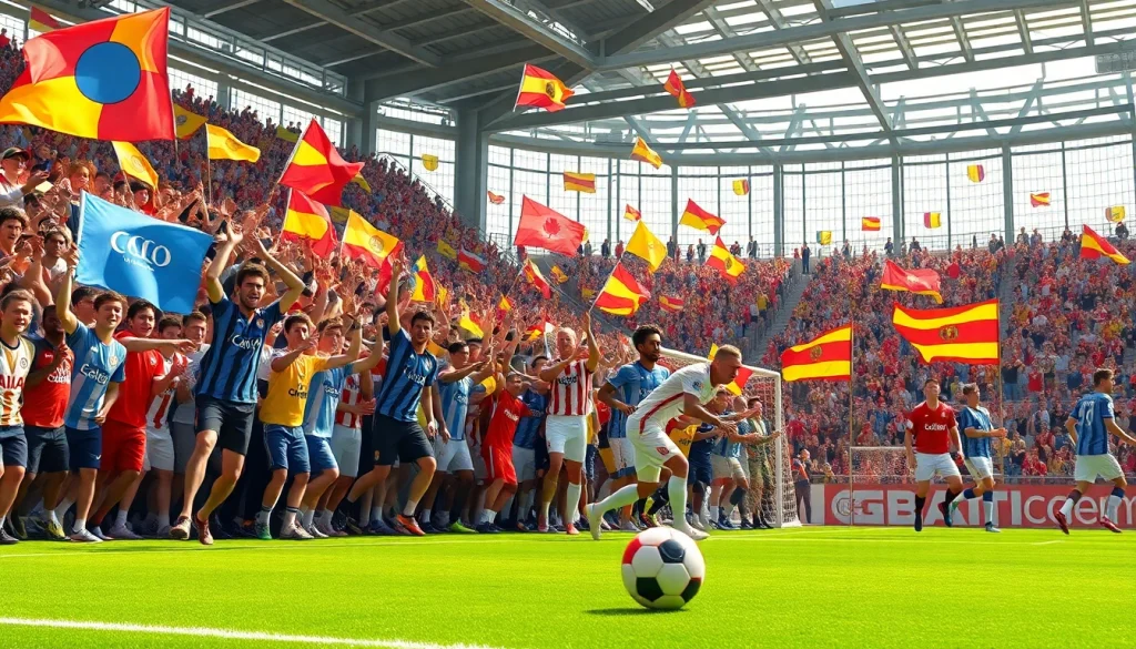 แฟนบอลตื่นเต้นและเชียร์ในสนามมีชีวิตชีวาพร้อมบอล-วัน-นี้