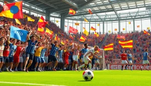 แฟนบอลตื่นเต้นและเชียร์ในสนามมีชีวิตชีวาพร้อมบอล-วัน-นี้