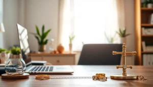 Immagine di compro oro a distanza con gioielli e strumenti di valutazione in un ambiente professionale.