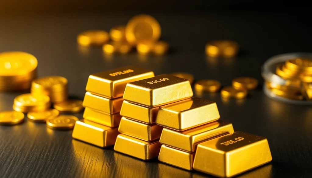View of gold bullion bars symbolizing the gold price, highlighting their sheen and investment value.