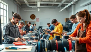 Students actively learning skills at Trade School Tennessee in a hands-on environment.