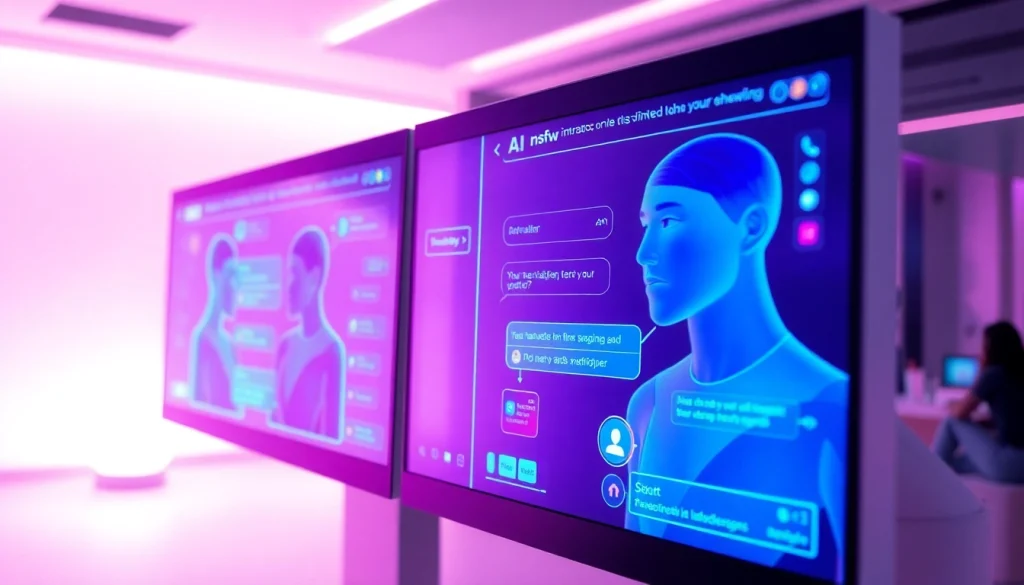 Immersive nsfw ai chat interface showcasing futuristic avatars and vibrant design.