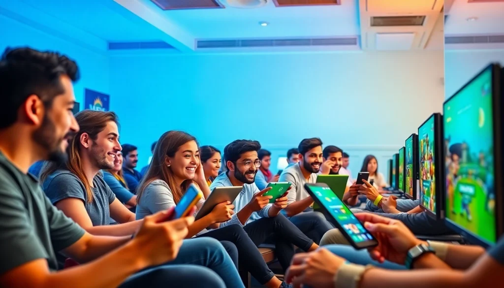 Exciting gameplay scene of players engaging with Jalwa games on various devices.