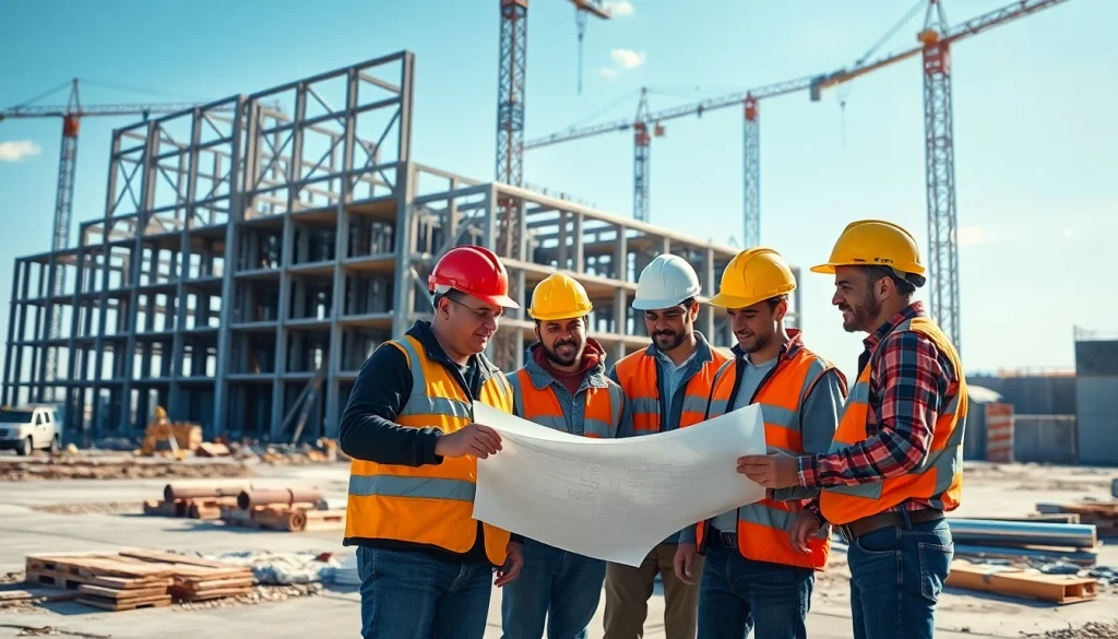 New Jersey Commercial General Contractor leads a team at a vibrant construction site.