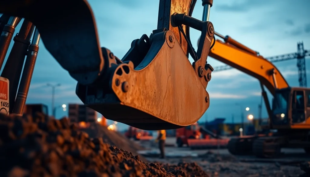 Rent excavators for construction projects, highlighting powerful machinery in action.