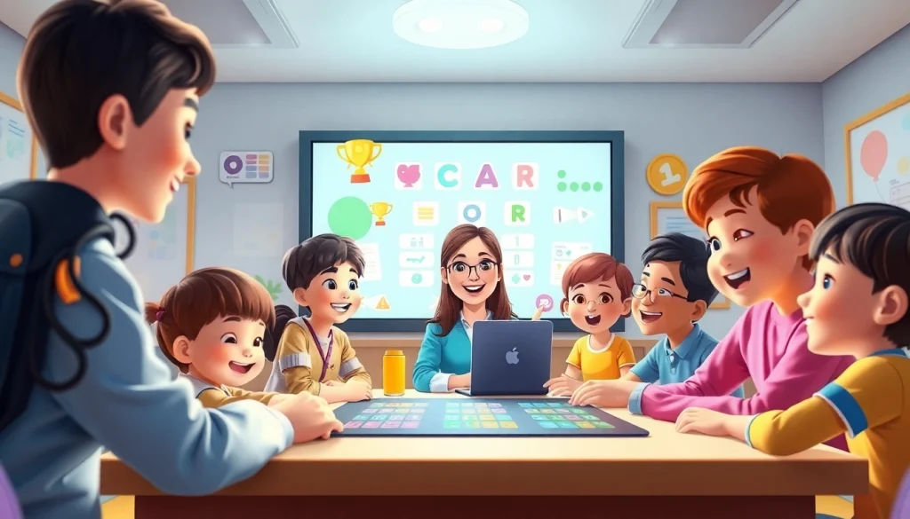 QQキッズ 口コミサイト。友好的な先生とオンライン英語レッスンを楽しむ子どもたちの様子。