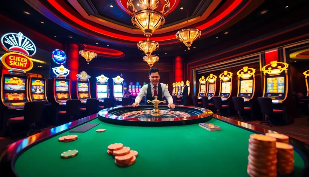 Experience thrilling gameplay at U888 with a live dealer at a vibrant casino table.