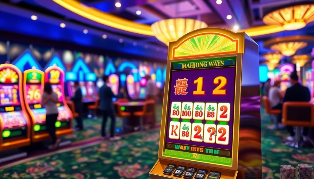 Exciting gameplay at the Mahjong Ways 2 slot, showcasing vibrant graphics and casino atmosphere.