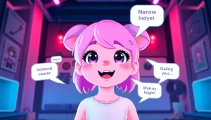 Free NSFW character AI chat interface showcasing a vibrant animated character and engaging interaction.