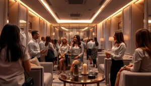 High-quality shirt room experience at gdmc.bio showcasing stylish interactions in a luxurious lounge.