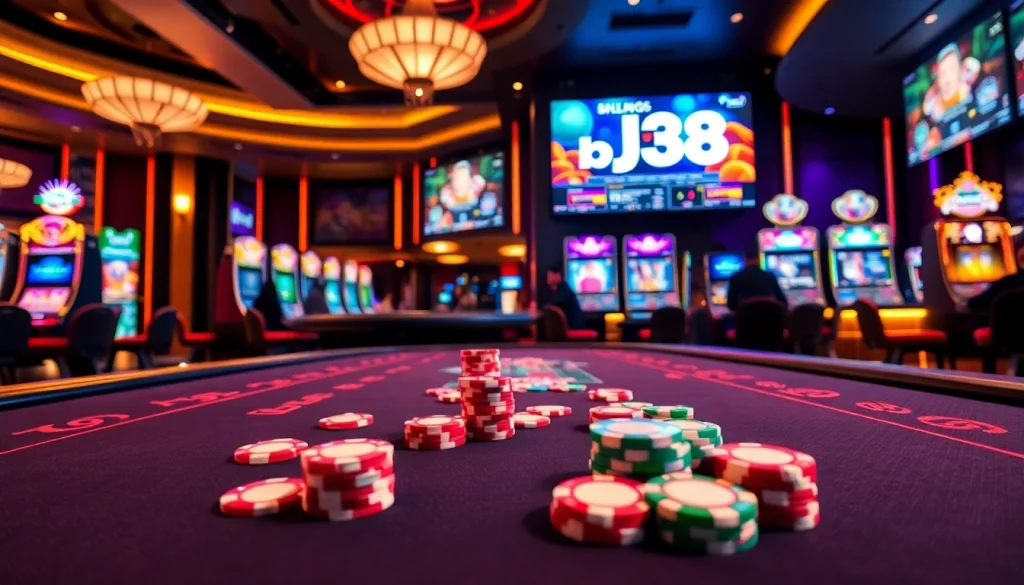 Experience thrilling gameplay at BJ38 with vibrant casino elements and engaging seatings.