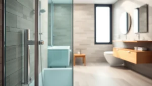 Duschkabine 90x90 mit eleganten Glaspaneelen und modernen Armaturen in einem stilvollen Badezimmer.