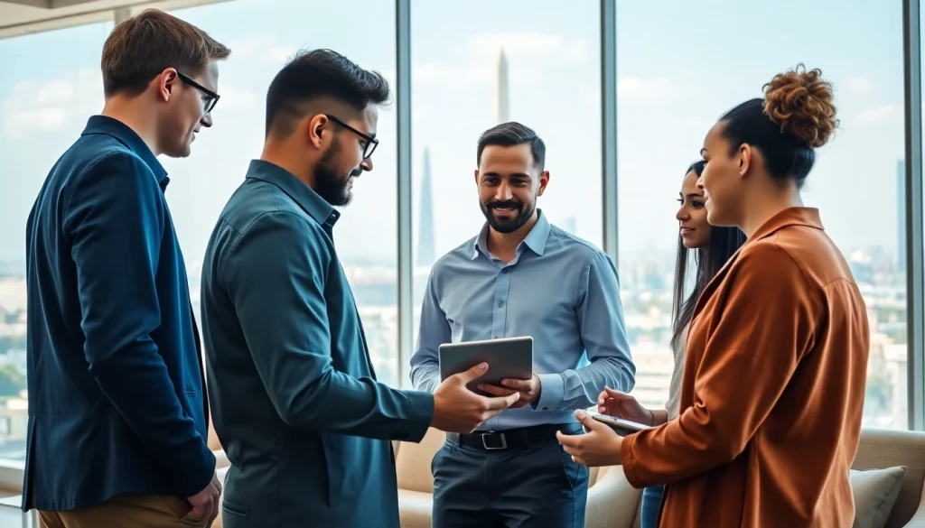 Engaged team providing IT services Washington DC in a collaborative office setting.