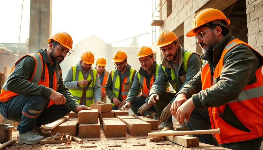 Construction apprenticeships carolinas featuring diverse workers engaged in hands-on training on-site.