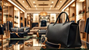 명품 이미테이션 고퀄리티 제품들을 세련된 매장에서 선보이는 모습