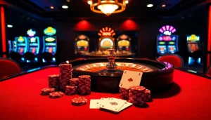 Experience the excitement of Man88 at an elegant casino poker table backdrop.