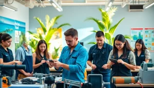 Students learn practical skills at trade schools in Hawaii with expert instructors in a vibrant classroom.