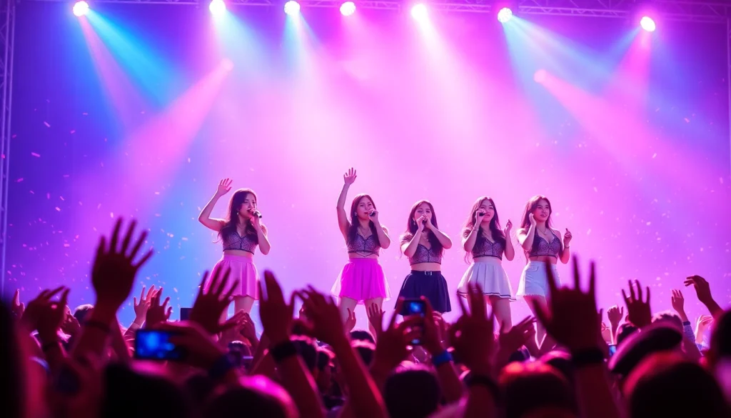 BLACKPINK news reveals an energetic concert scene highlighting the group's thrilling performance and enthusiastic fans.