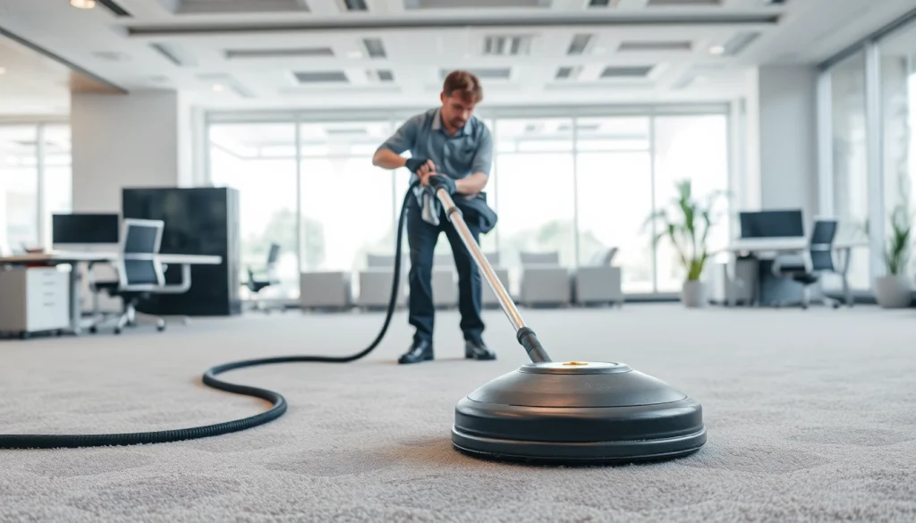 Experience professional commercial carpet cleaning with advanced techniques in a modern office setting.