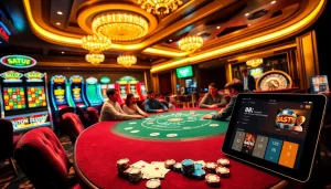 An engaging poker game at a luxurious casino, showcasing the excitement of 88i betting opportunities.
