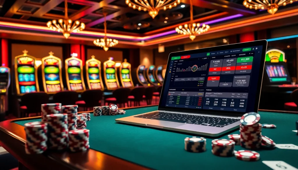 Experience the excitement of SHBET with vibrant casino tables and thrilling gaming elements.