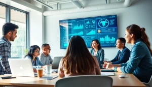 AI integration service provider experts collaborating in a modern workspace.