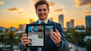 South Florida Reporter delivering news updates with a skyline backdrop.