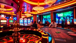 Winning at 32win casino with vibrant poker chips and slots in a thrilling atmosphere.