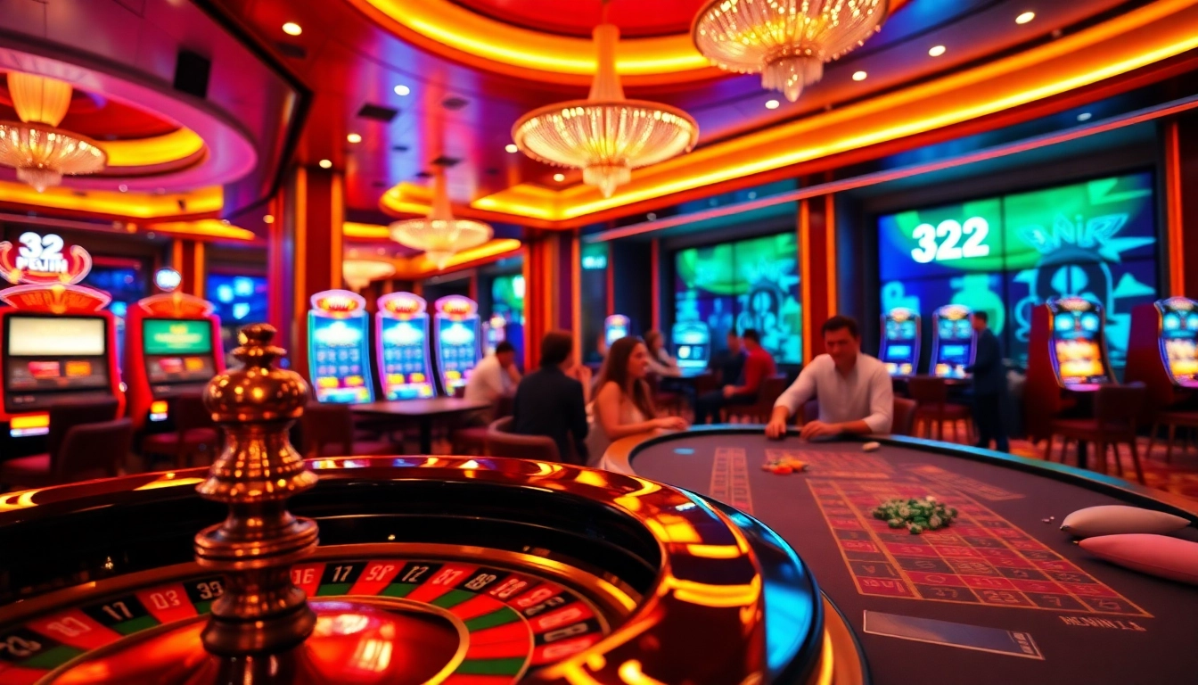 Winning at 32win casino with vibrant poker chips and slots in a thrilling atmosphere.