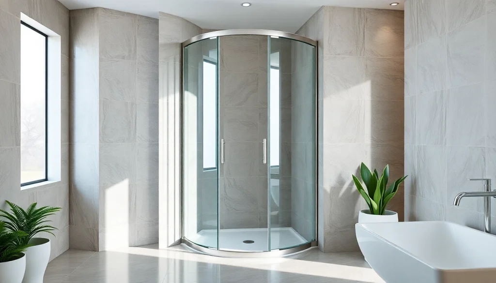 Showcasing a glass corner shower enclosure with modern design and stylish features.
