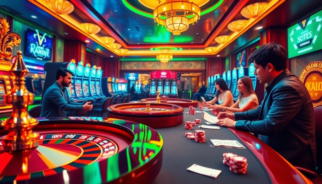 Gambling scene showcasing Tool xổ số siêu tốc features vibrant casino elements and enthusiastic players.