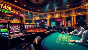 Experience the thrill of MM88 as players engage in exciting casino games, including slots and poker.