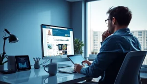 Web scrapping application on a computer screen in a modern workspace.