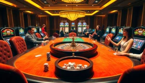 Gambling scene with MK8 betting table, poker chips, and excited players enjoying the thrill.