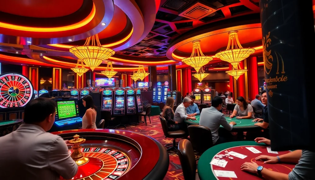 Engaging scene of gamblers at a luxury casino featuring lk21 indoxxi elements with poker chips and roulette wheels.