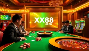 Experience thrilling gameplay at XX88 COM with professional gamblers enjoying poker and roulette.