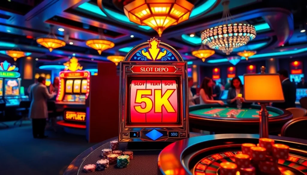 Exciting gaming atmosphere with Slot Depo 5K featured in luxury casino environment.