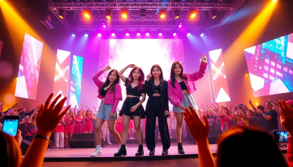 Blackpink news: Live performance showcasing Blackpink in an exuberant concert setting.