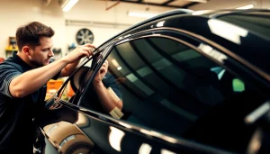 Achieve the best window tint Chattanooga TN with expert application showcased in a professional setting.