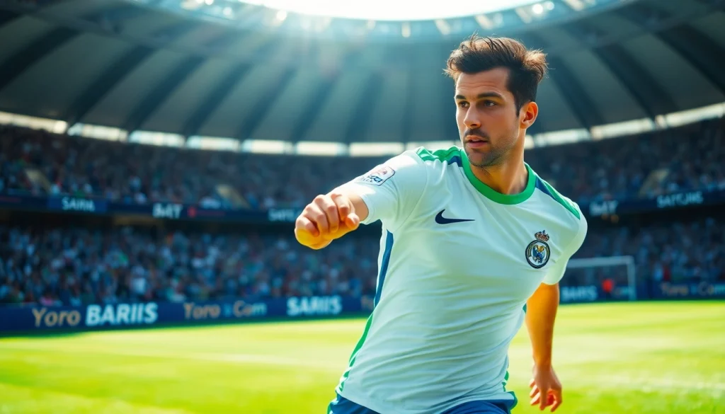 บอลวันนี่ นักฟุตบอลในท่าทางแอคชั่นที่เต็มไปด้วยพลัง