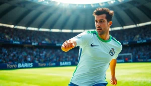 บอลวันนี่ นักฟุตบอลในท่าทางแอคชั่นที่เต็มไปด้วยพลัง