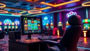 Menggambarkan slot depo 1k dengan suasana permainan slot online yang menarik dan ceria.