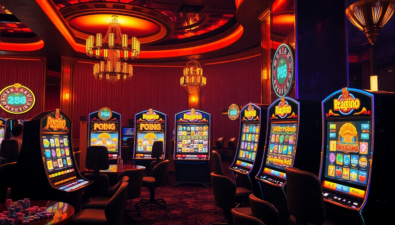 Players enjoying PG slot games at a luxurious casino, showcasing excitement and thrilling moments.